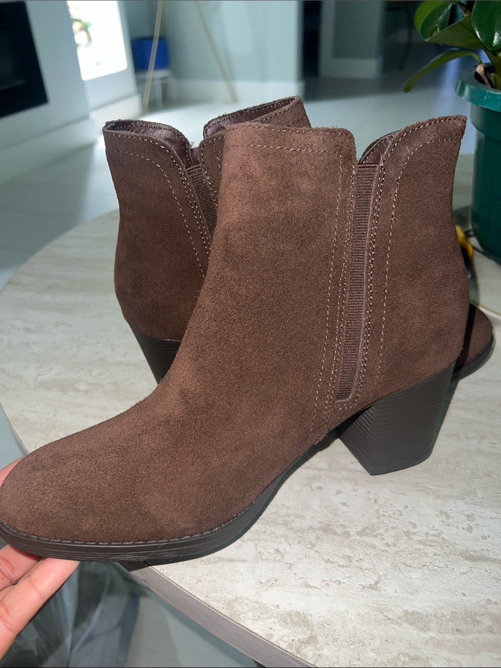 Skechers Chocolate Brown Suede Block Heel Ankle Boots - Picture 5 of 5